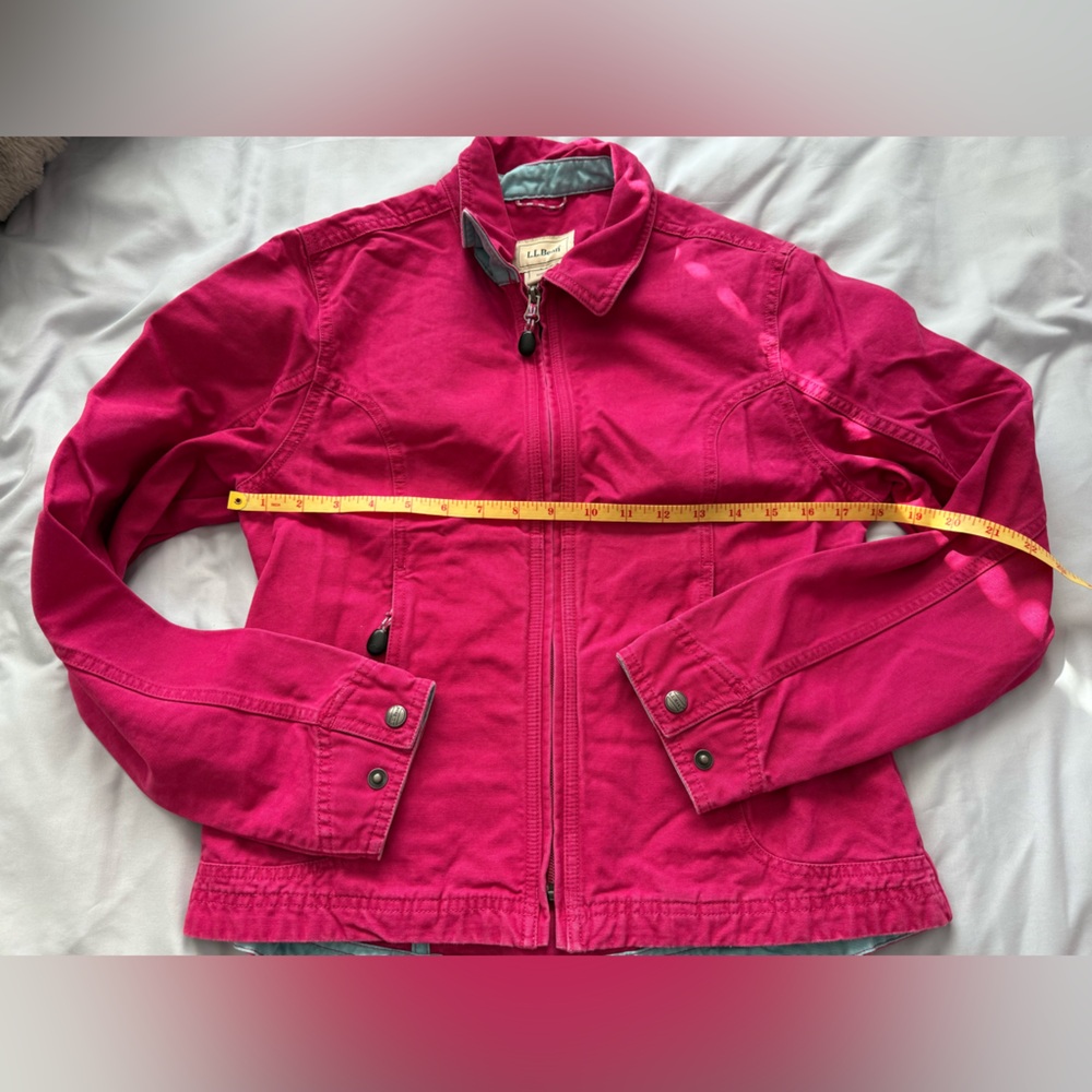 LL Bean Womens Small Solid Pink Full Zip Jacket Zipped Pockets 100% Cotton